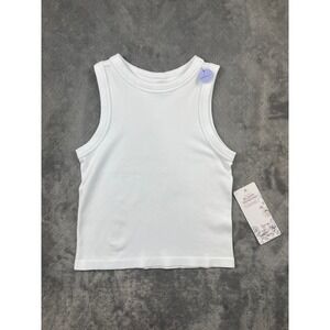 Bloom Seasons Ribbed Racerback Tank Top White Size L Slimming Fit READ-FLAW